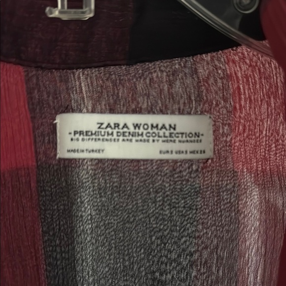 Red and Black Plaid Sheer Long Shirt - Picture 3 of 6